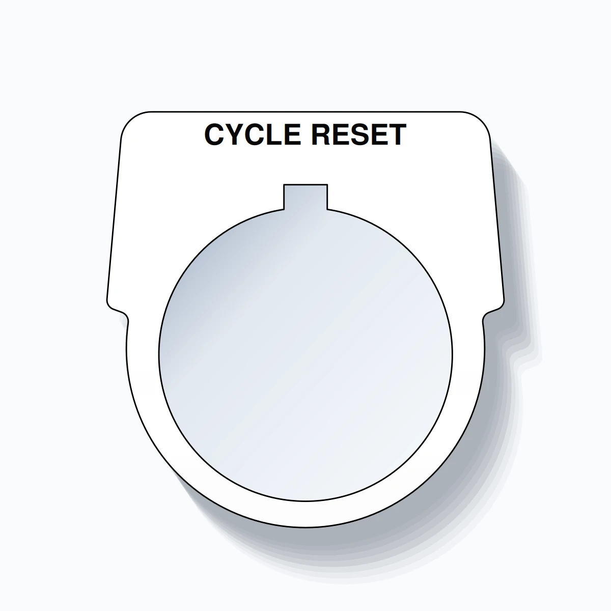 30mm Ring Tag – CYCLE RESET, Single-Line Harmony 9001K, Allen-Bradley Compatible, Black on White