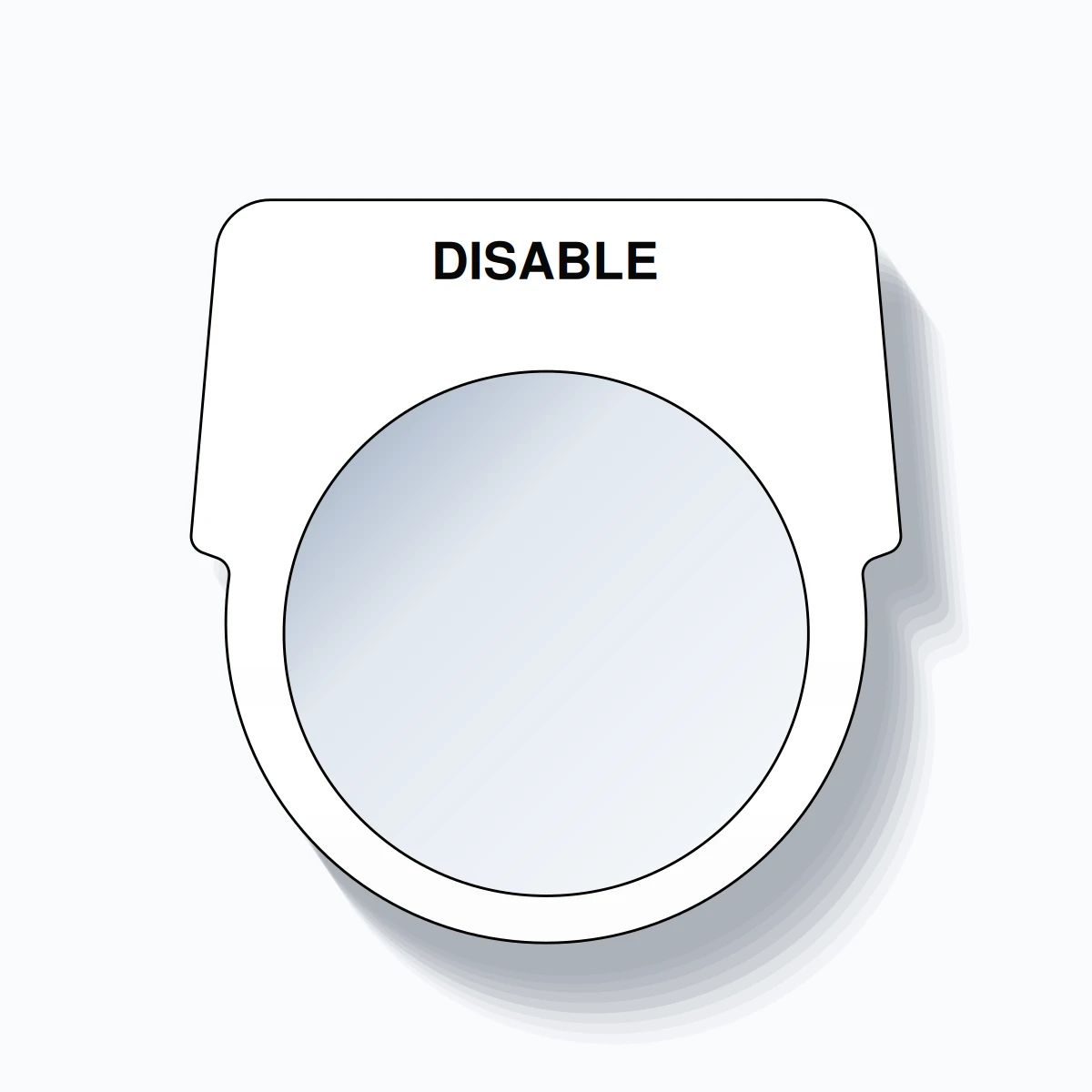 30mm Ring Tag – DISABLE, Single-Line Harmony 9001K, Black on White