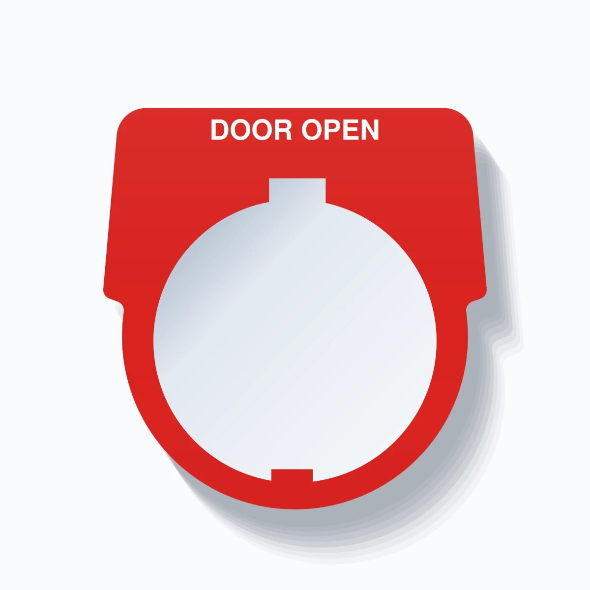 30mm Ring Tag – DOOR OPEN, Single-Line Harmony 9001K, Schneider Electric Compatible, White on Red