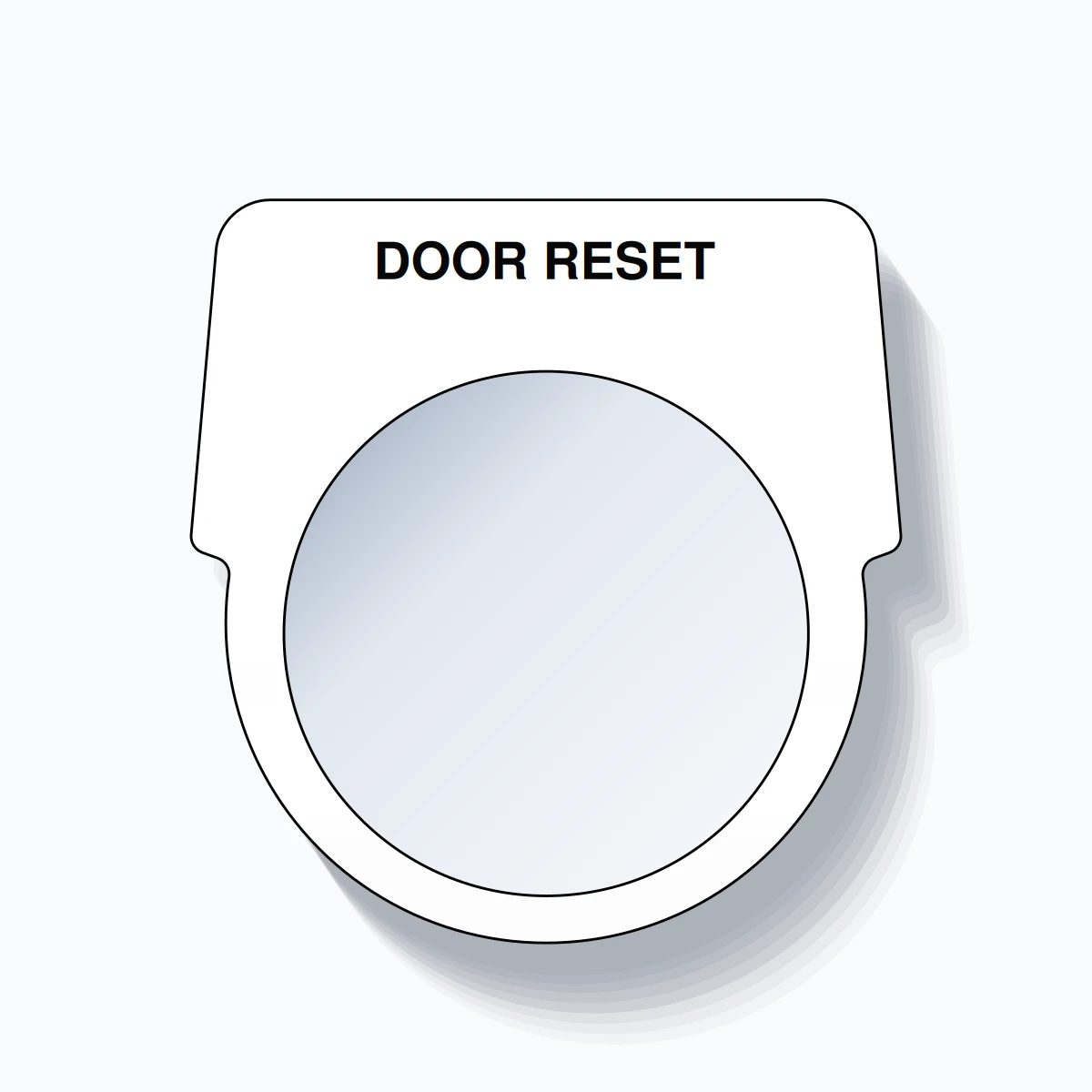 30mm Ring Tag – DOOR RESET, Single-Line Harmony 9001K, Black on White