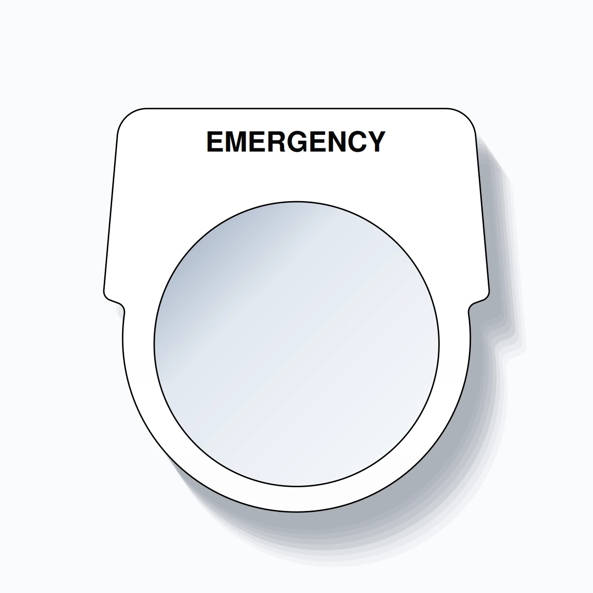 30mm Ring Tag – EMERGENCY, Single-Line Harmony 9001K, Black on White