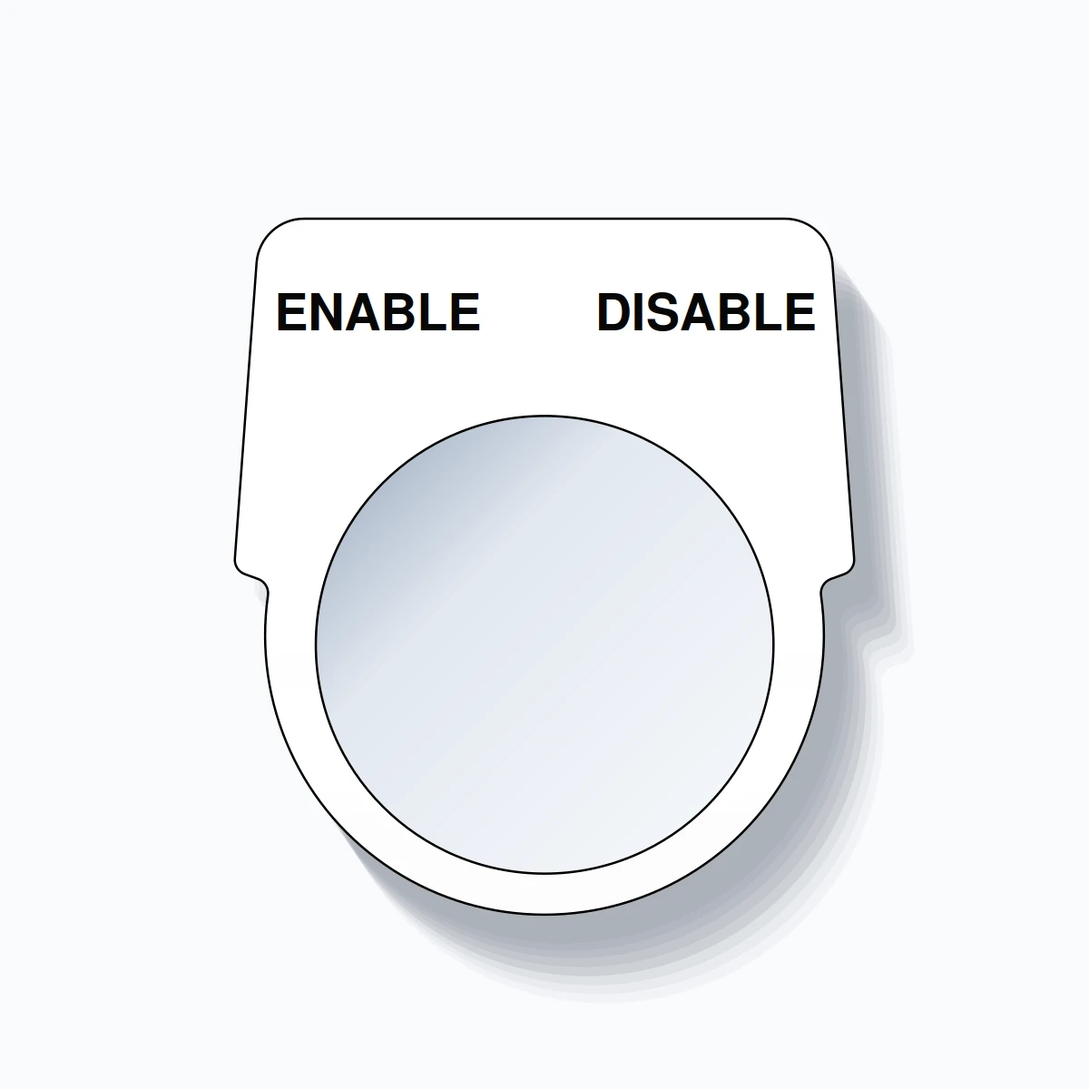 30mm Ring Tag – ENABLE DISABLE, Two-Line Harmony 9001K, Black on White