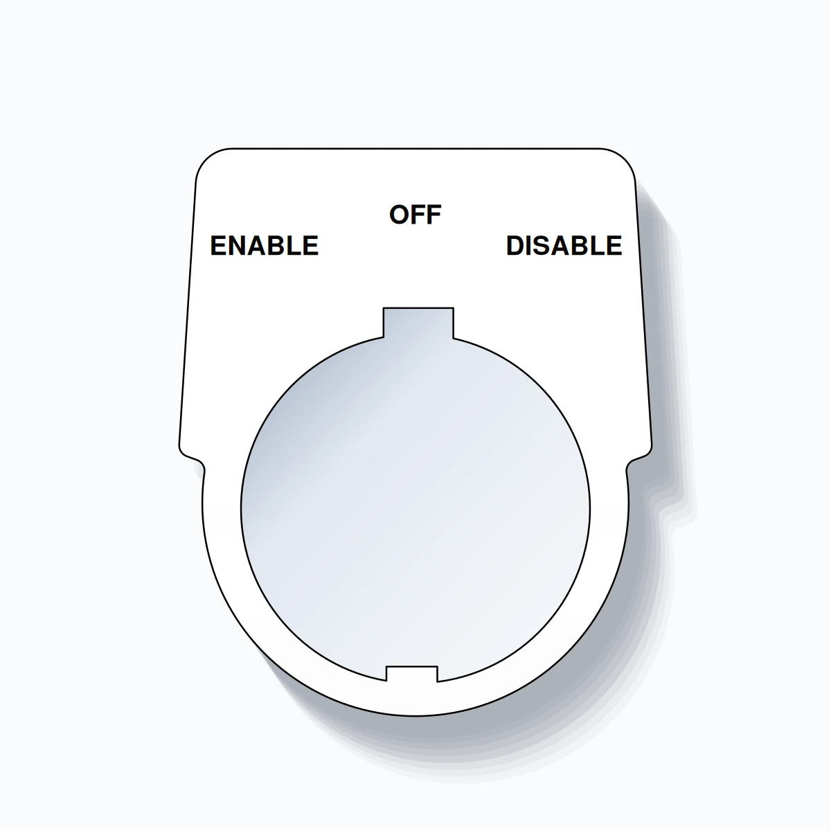 30mm Ring Tag – ENABLE OFF DISABLE, Three-Line Harmony 9001K, Schneider Electric Compatible, Black on White