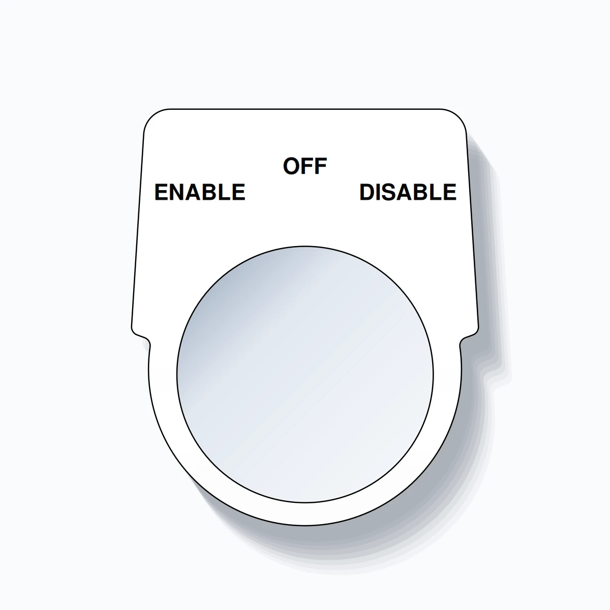 30mm Ring Tag – ENABLE OFF DISABLE, Three-Line Harmony 9001K, Black on White