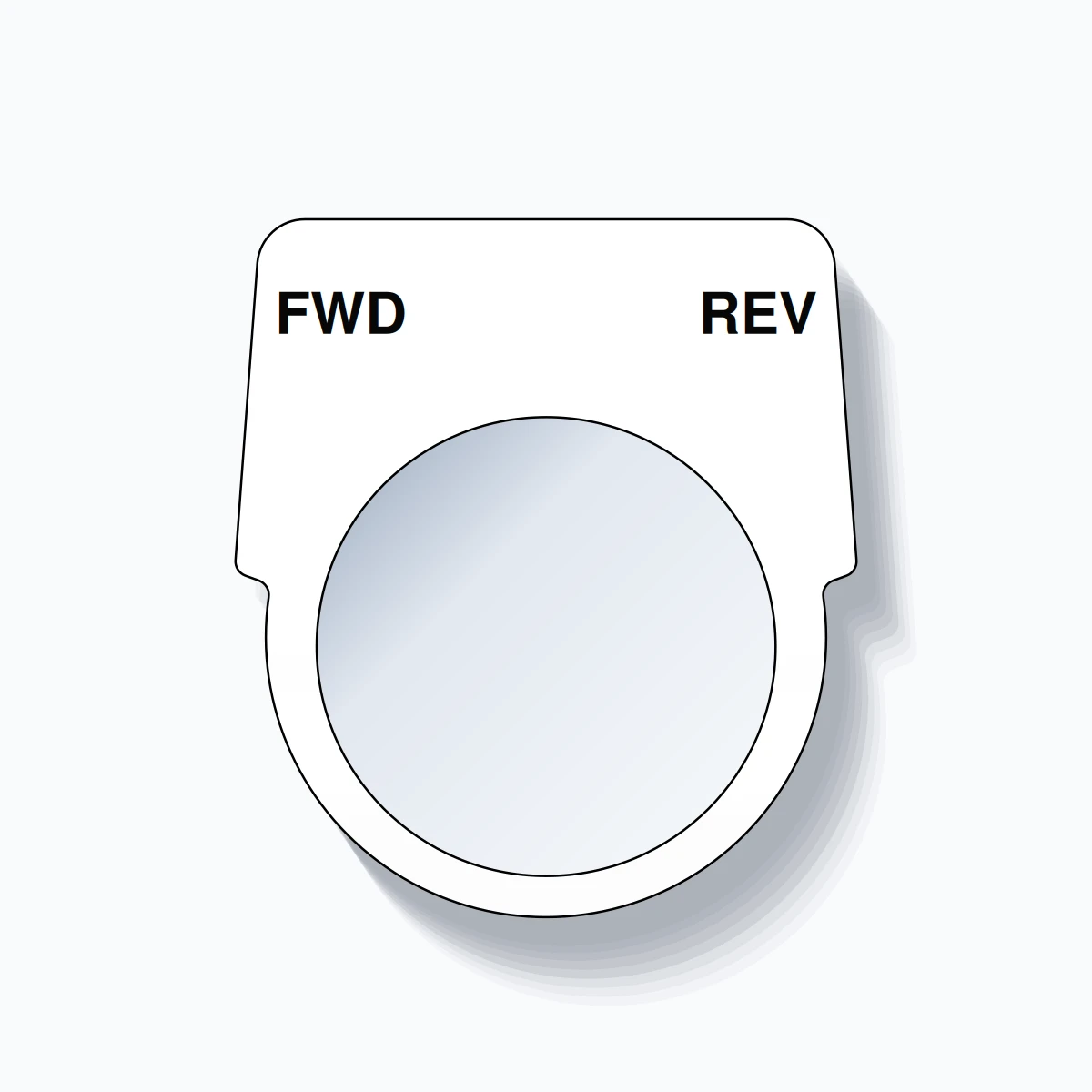 30mm Ring Tag – FWD REV, Two-Line Harmony 9001K, Black on White