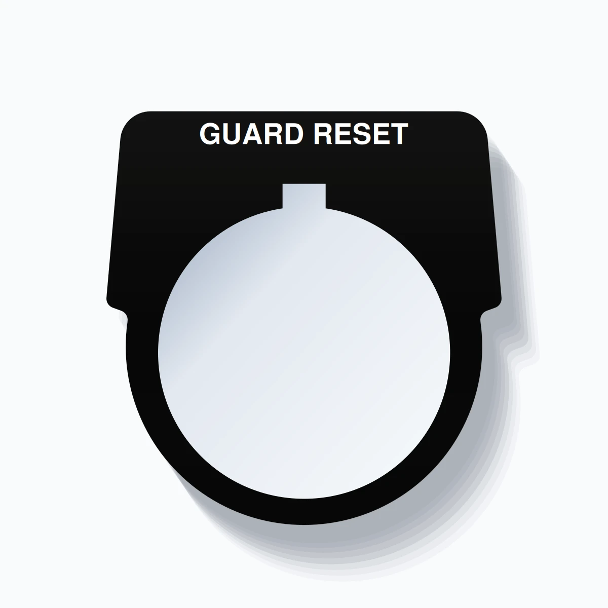 30mm Ring Tag – GUARD RESET, Single-Line Harmony 9001K, Allen-Bradley Compatible, White on Yellow