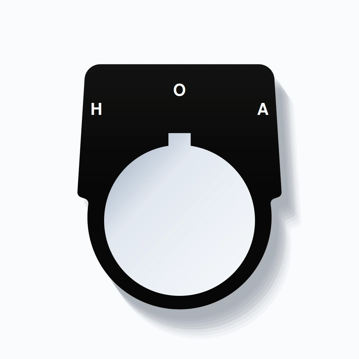30mm Ring Tag – H O A, Three-Line Harmony 9001K, Allen-Bradley Compatible, White on Black
