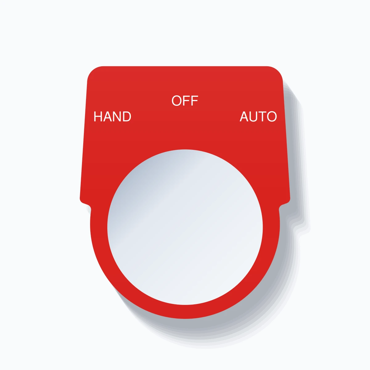 30mm Ring Tag – HAND OFF AUTO, White on Red