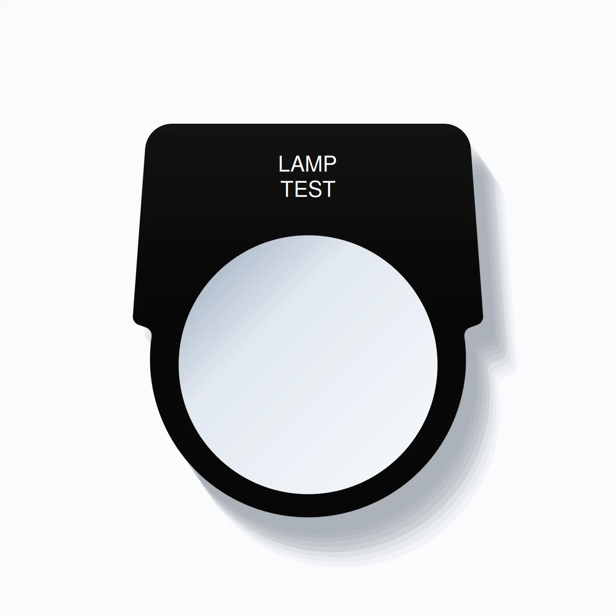 30mm Ring Tag – LAMP TEST, White on Black