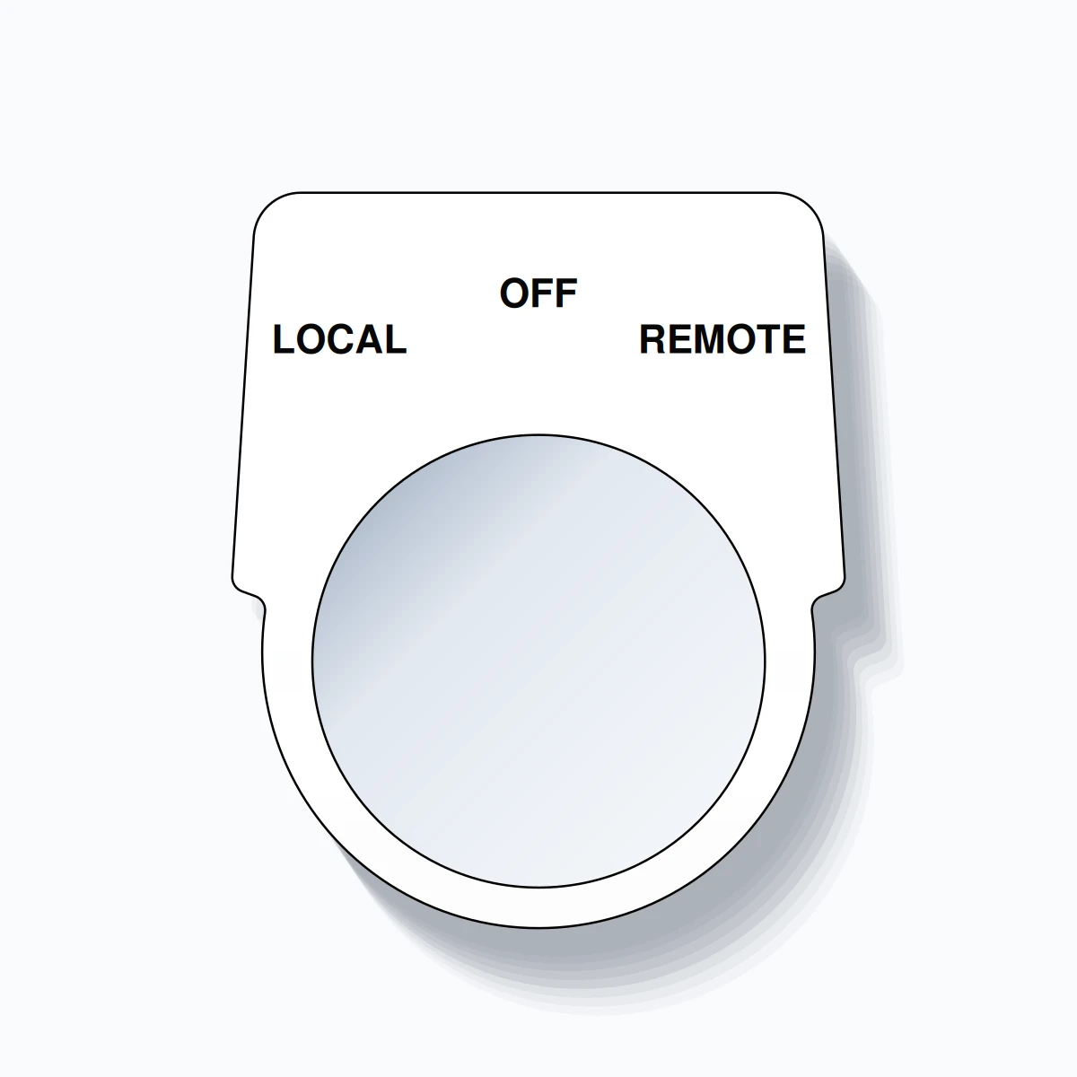 30mm Ring Tag – LOCAL OFF REMOTE, Three-Line Harmony 9001K, Black on White