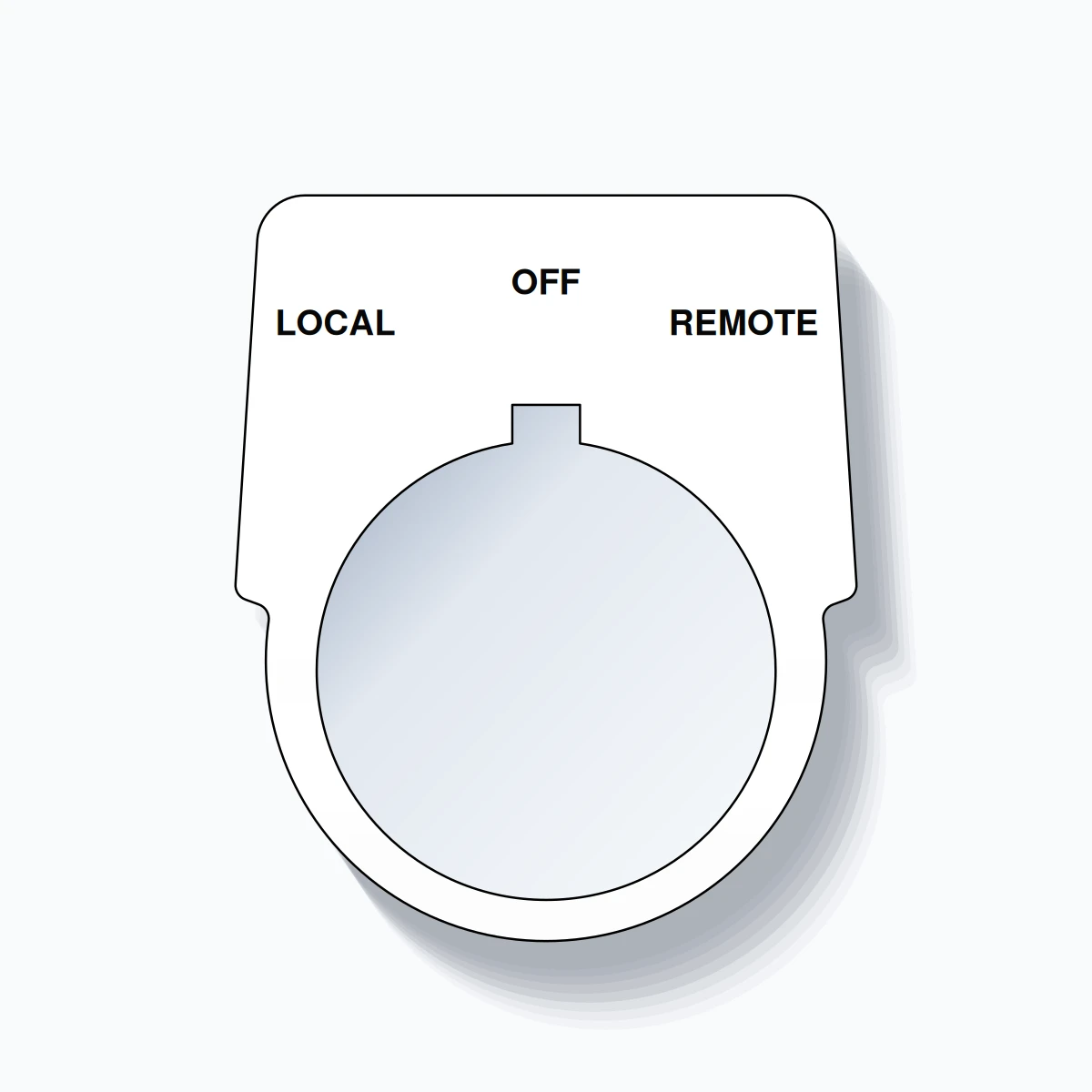 30mm Ring Tag – LOCAL OFF REMOTE, Three-Line Harmony 9001K, Allen-Bradley Compatible, Black on White