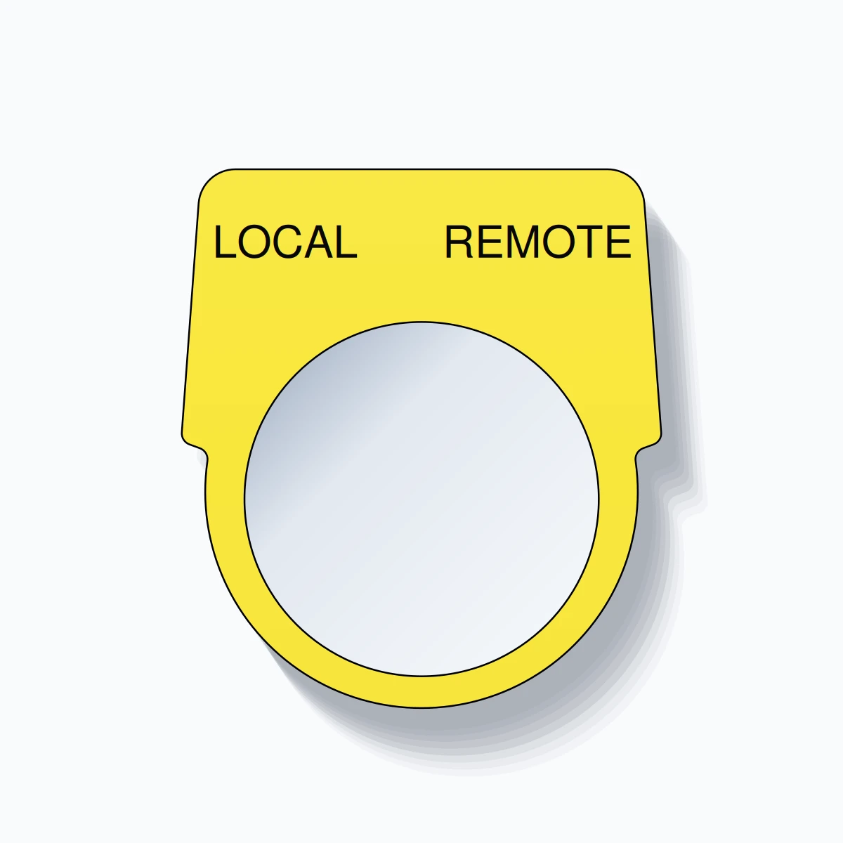30mm Ring Tag – LOCAL REMOTE, Black on Yellow
