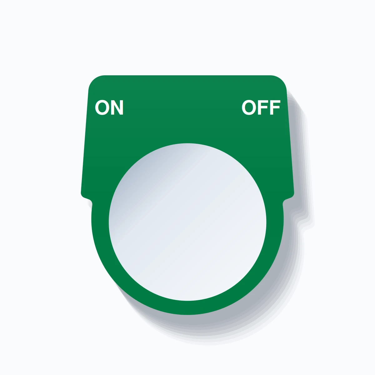 30mm Ring Tag – ON OFF, Two-Line Harmony 9001K, White on Green
