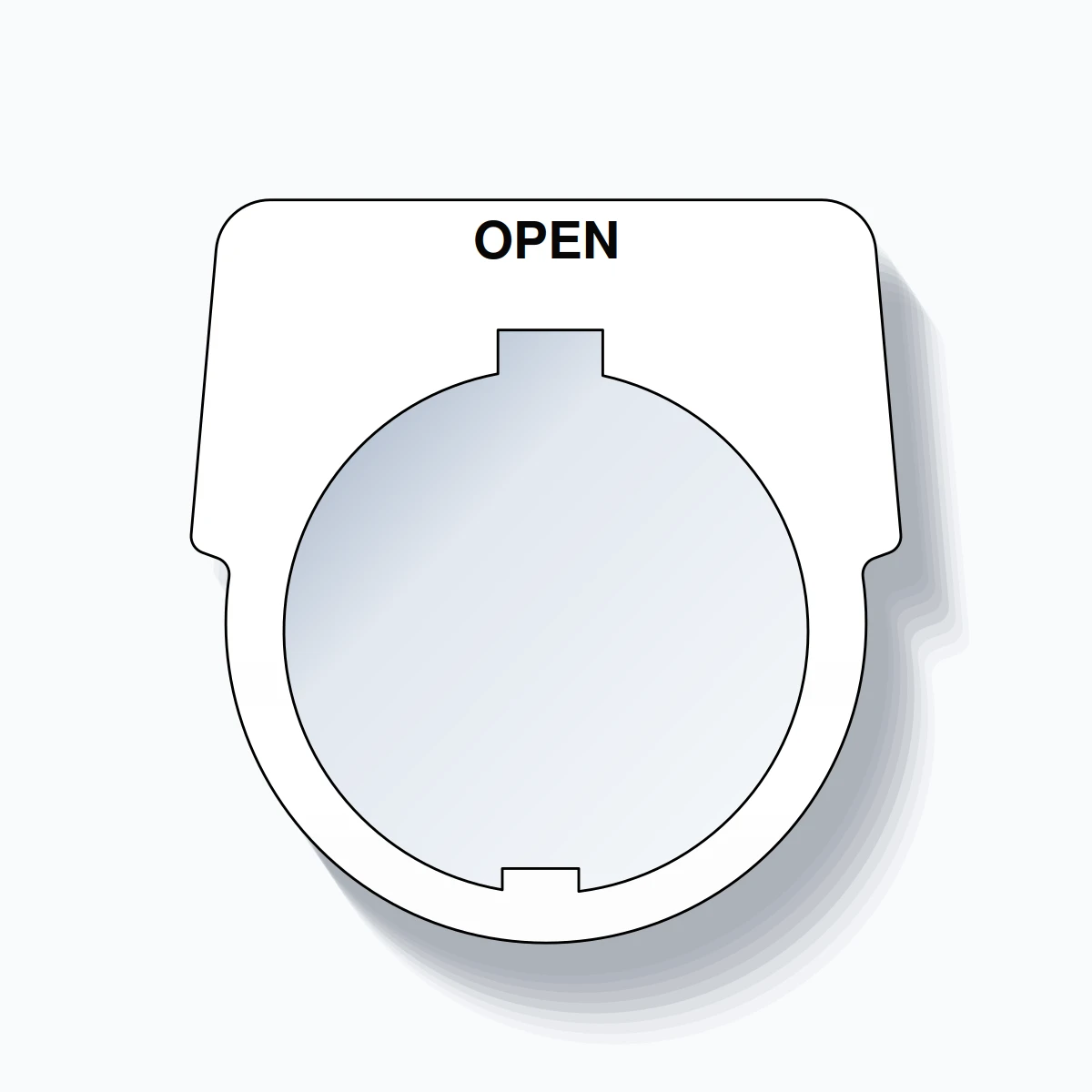 30mm Ring Tag – OPEN, Single-Line Harmony 9001K, Schneider Electric Compatible, Black on White