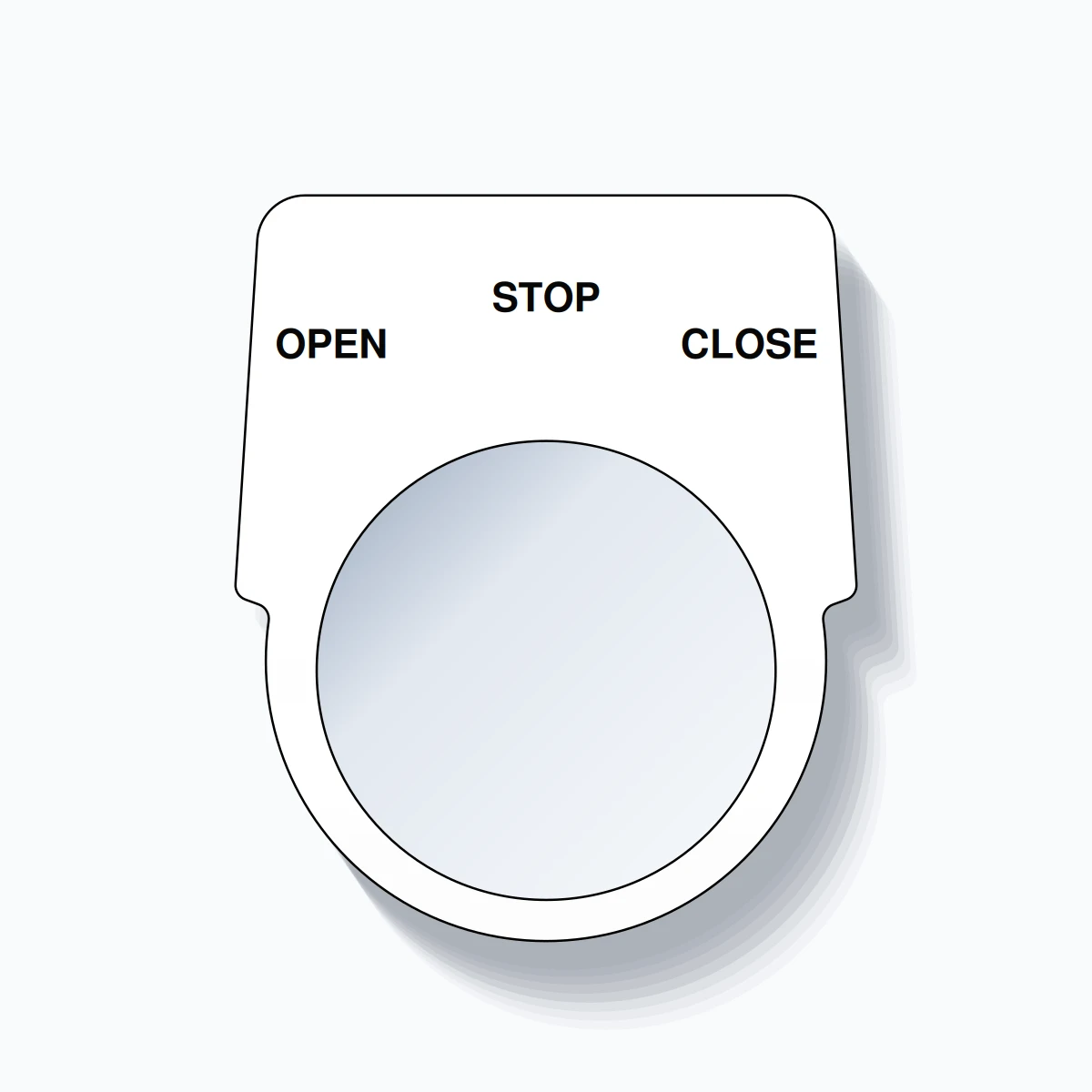 30mm Ring Tag – OPEN STOP CLOSE, Three-Line Harmony 9001K, Black on White