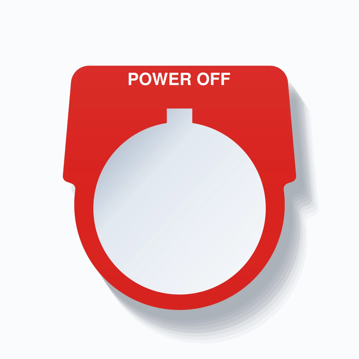30mm Ring Tag – POWER OFF, Single-Line Harmony 9001K, Allen-Bradley Compatible, White on Red