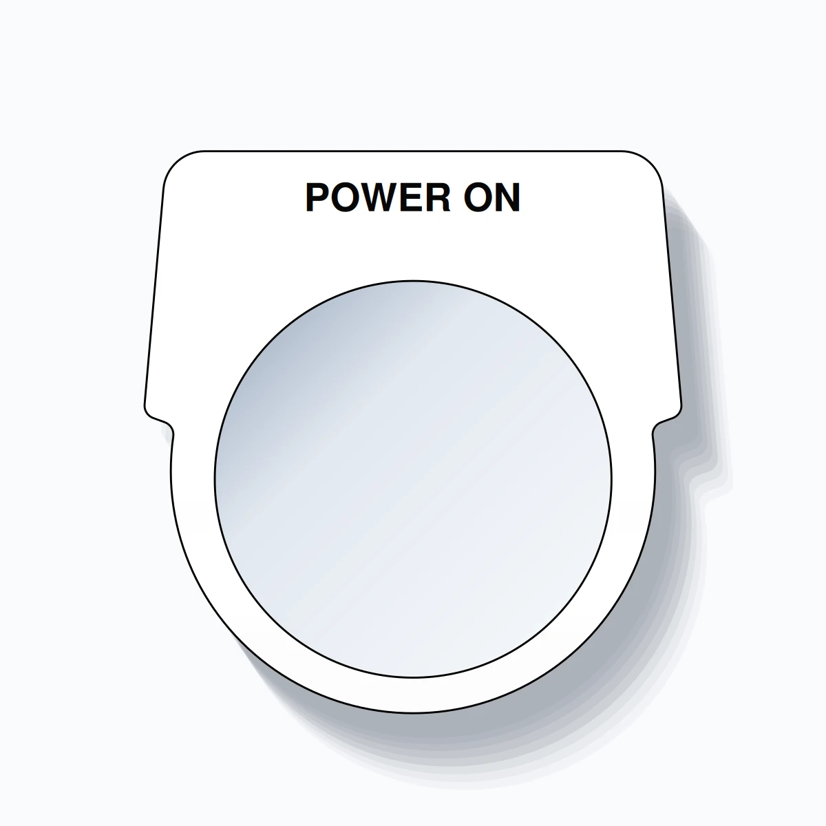 30mm Ring Tag – POWER ON, Single-Line Harmony 9001K, Black on White