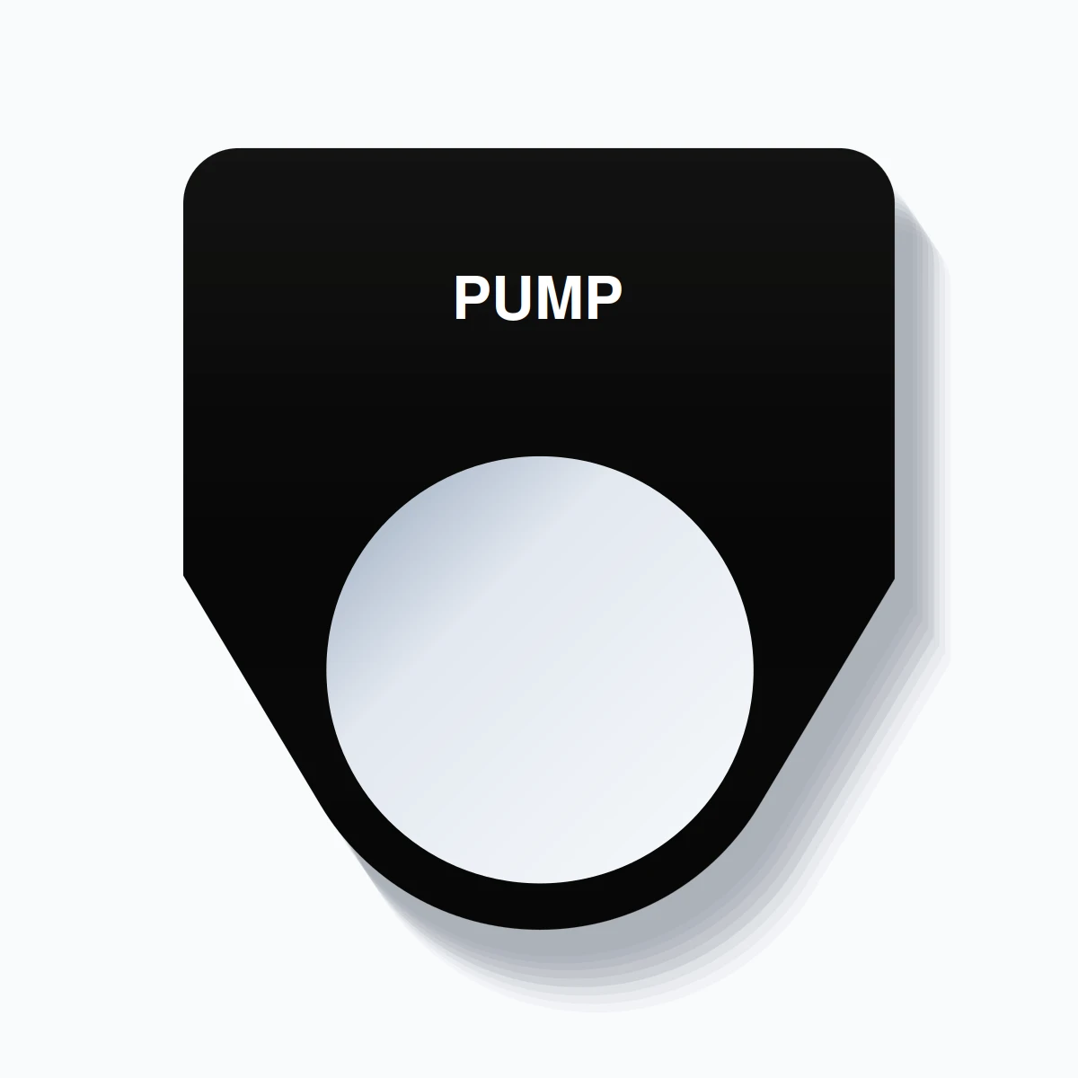 30mm Ring Tag – PUMP, Single-Line Traditional, White on Black