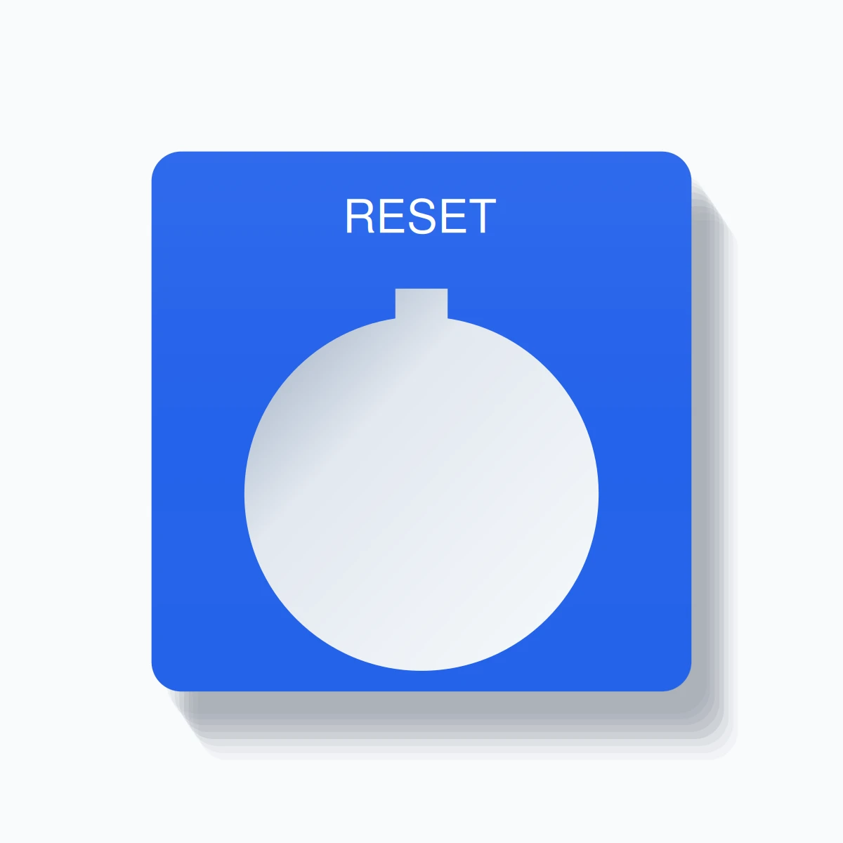 30mm Ring Tag – RESET, Single-Line 800T Rounded, Allen-Bradley Compatible, White on Blue