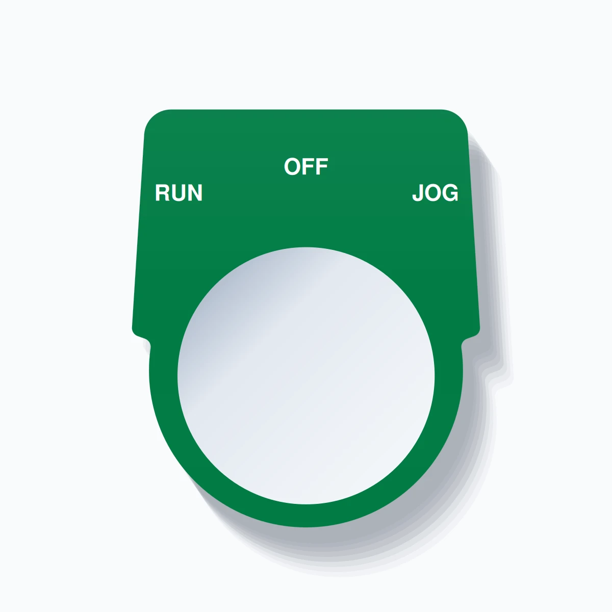 30mm Ring Tag – RUN OFF JOG, Three-Line Harmony 9001K, White on Green