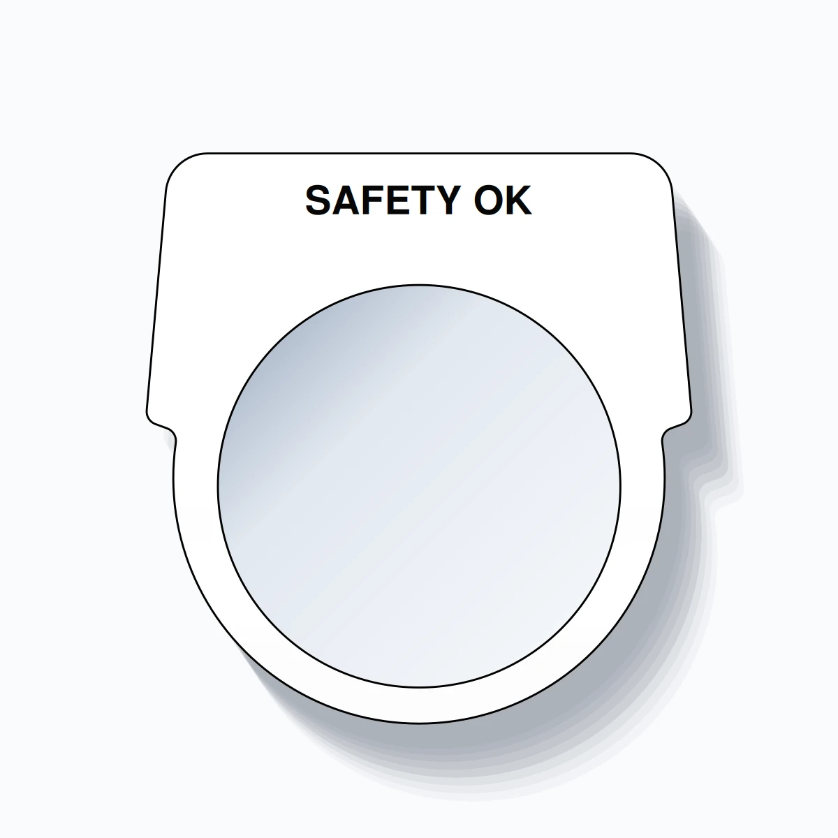 30mm Ring Tag – SAFETY OK, Single-Line Harmony 9001K, Black on White