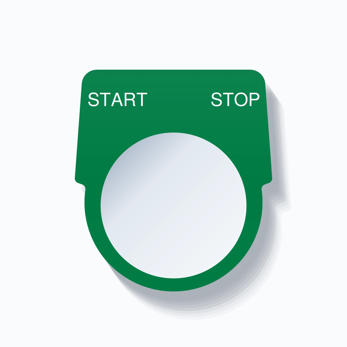 30mm Ring Tag – START STOP, White on Green