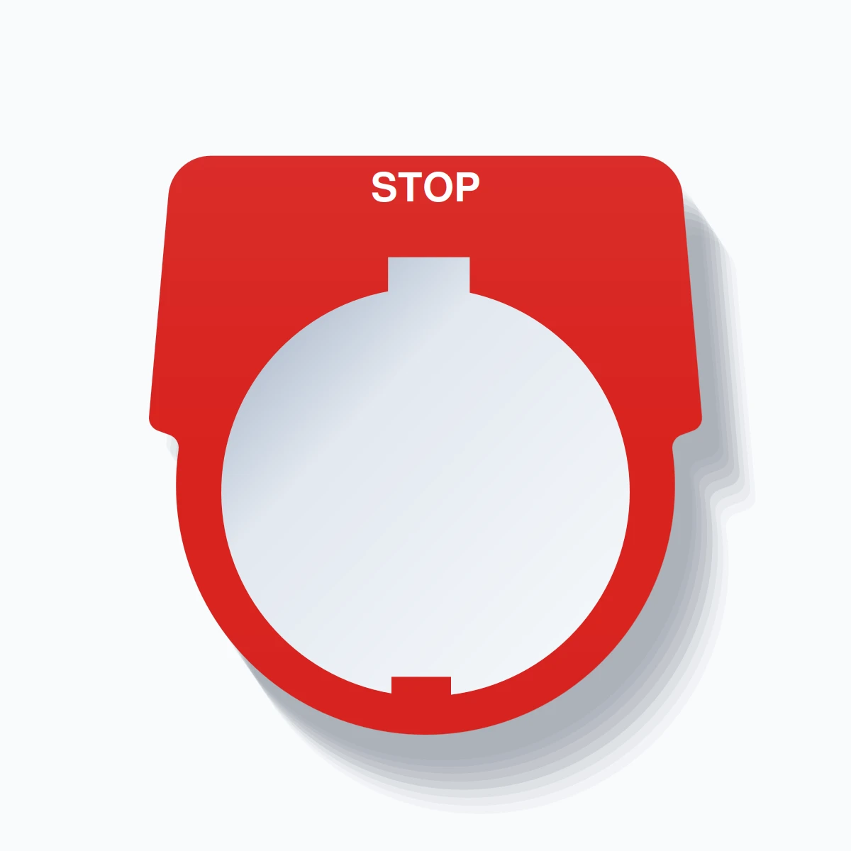 30mm Ring Tag – STOP, Single-Line Harmony 9001K, Schneider Electric Compatible, White on Red