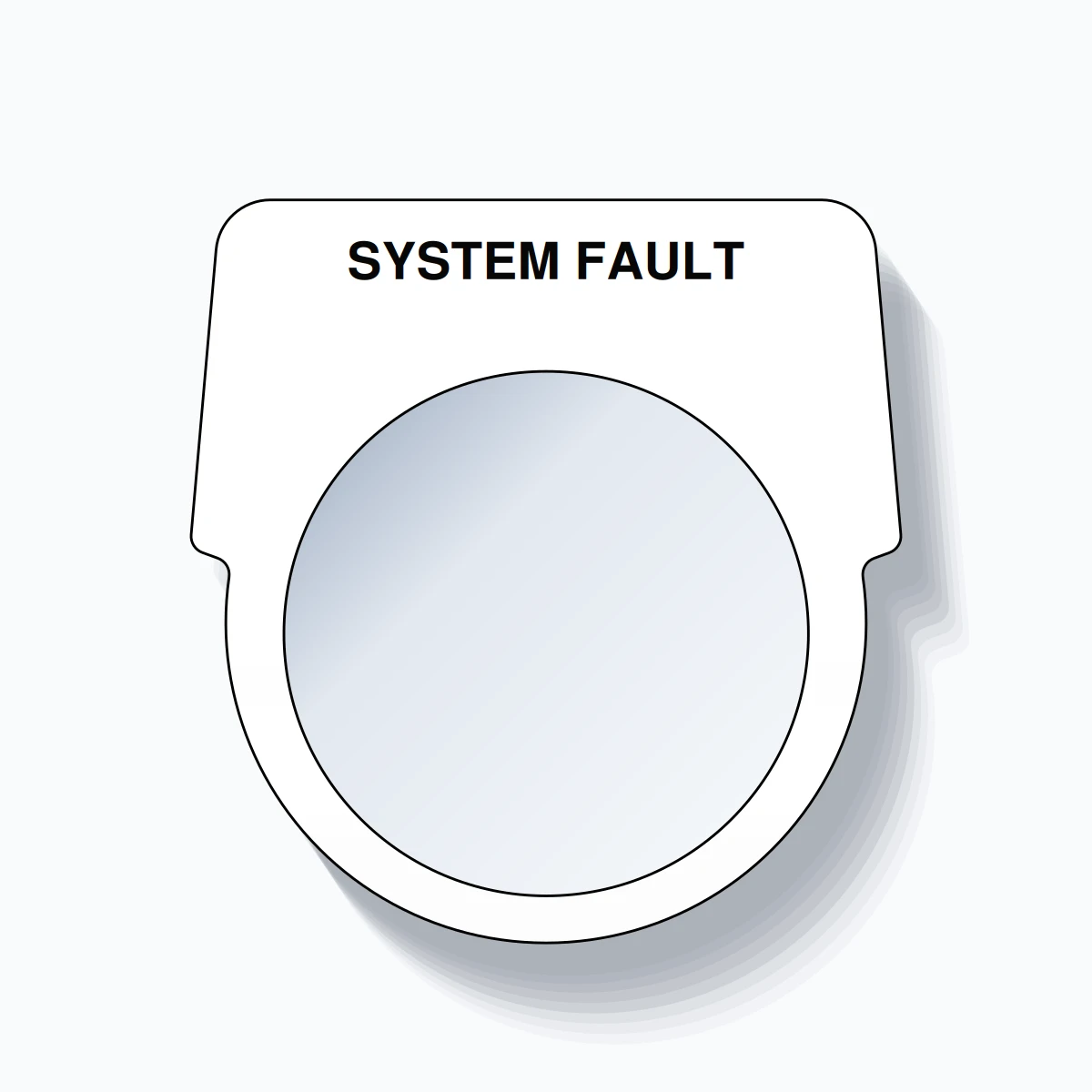 30mm Ring Tag – SYSTEM FAULT, Single-Line Harmony 9001K, Black on White