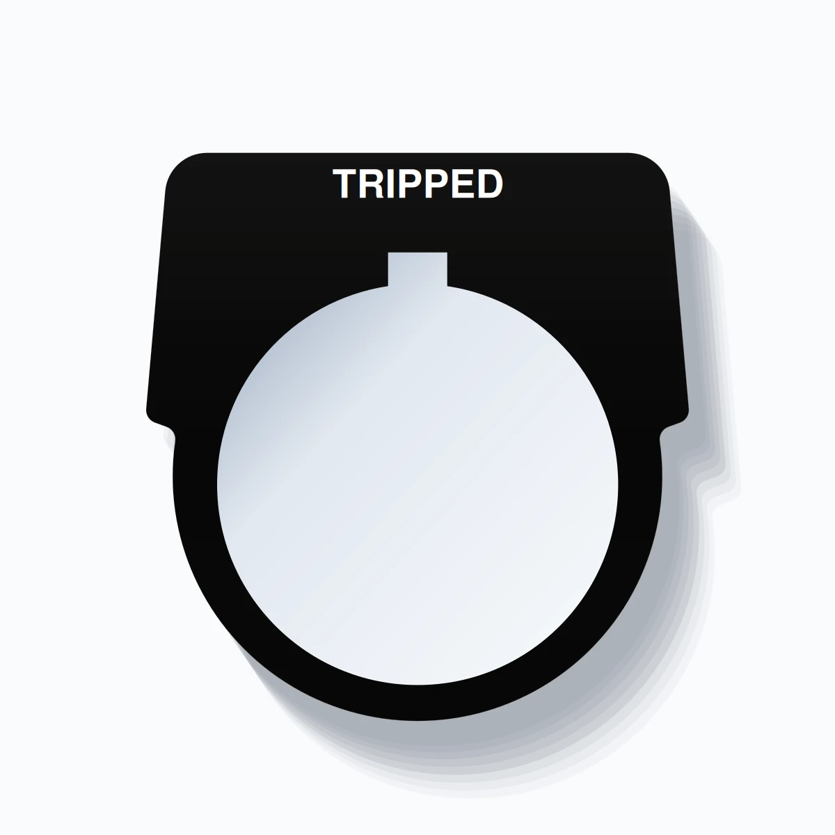 30mm Ring Tag – TRIPPED, Single-Line Harmony 9001K, Allen-Bradley Compatible, White on Black