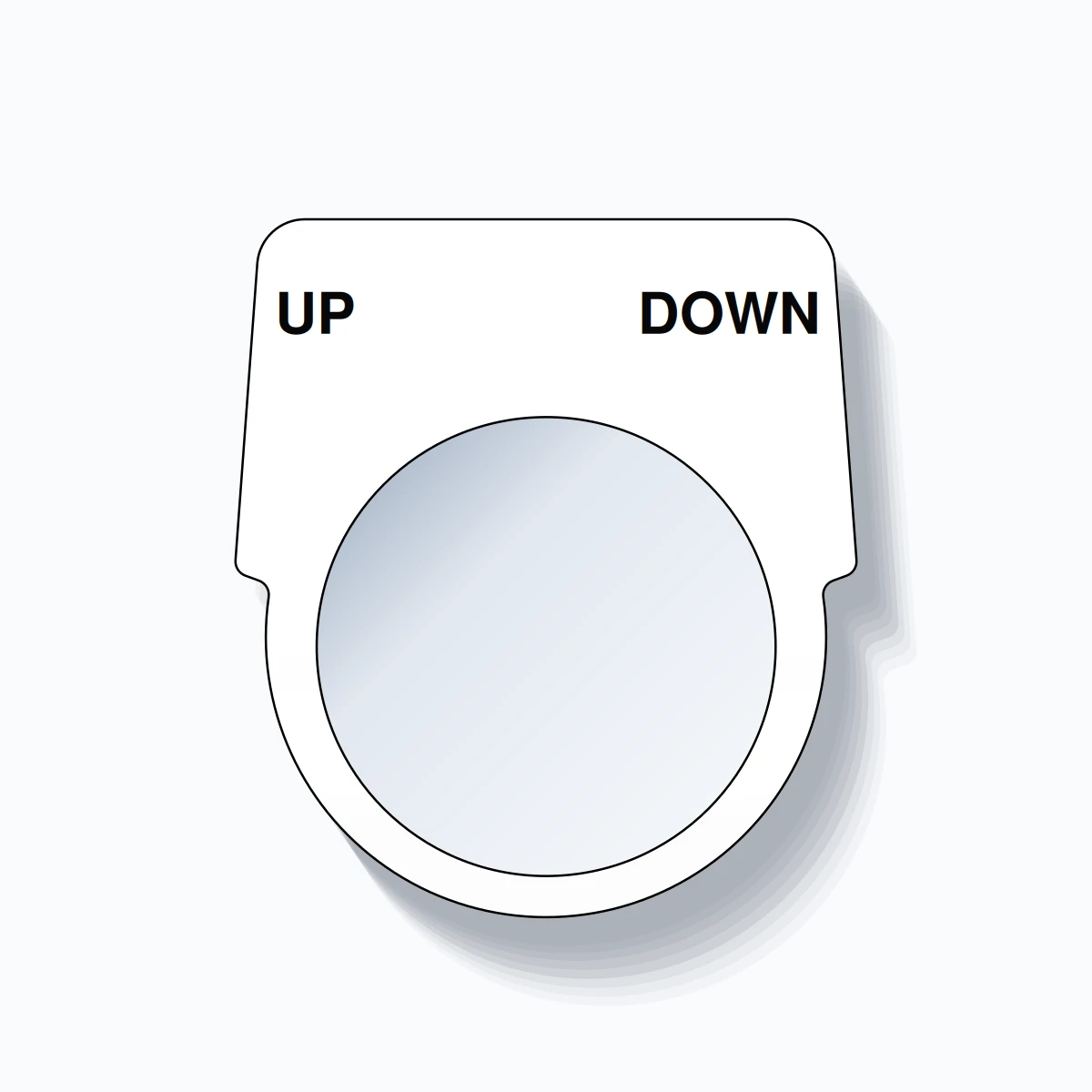 30mm Ring Tag – UP DOWN, Two-Line Harmony 9001K, Black on White