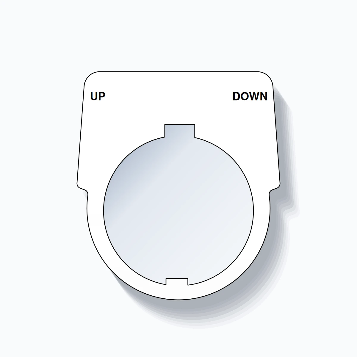 30mm Ring Tag – UP DOWN, Two-Line Harmony 9001K, Schneider Electric Compatible, Black on White