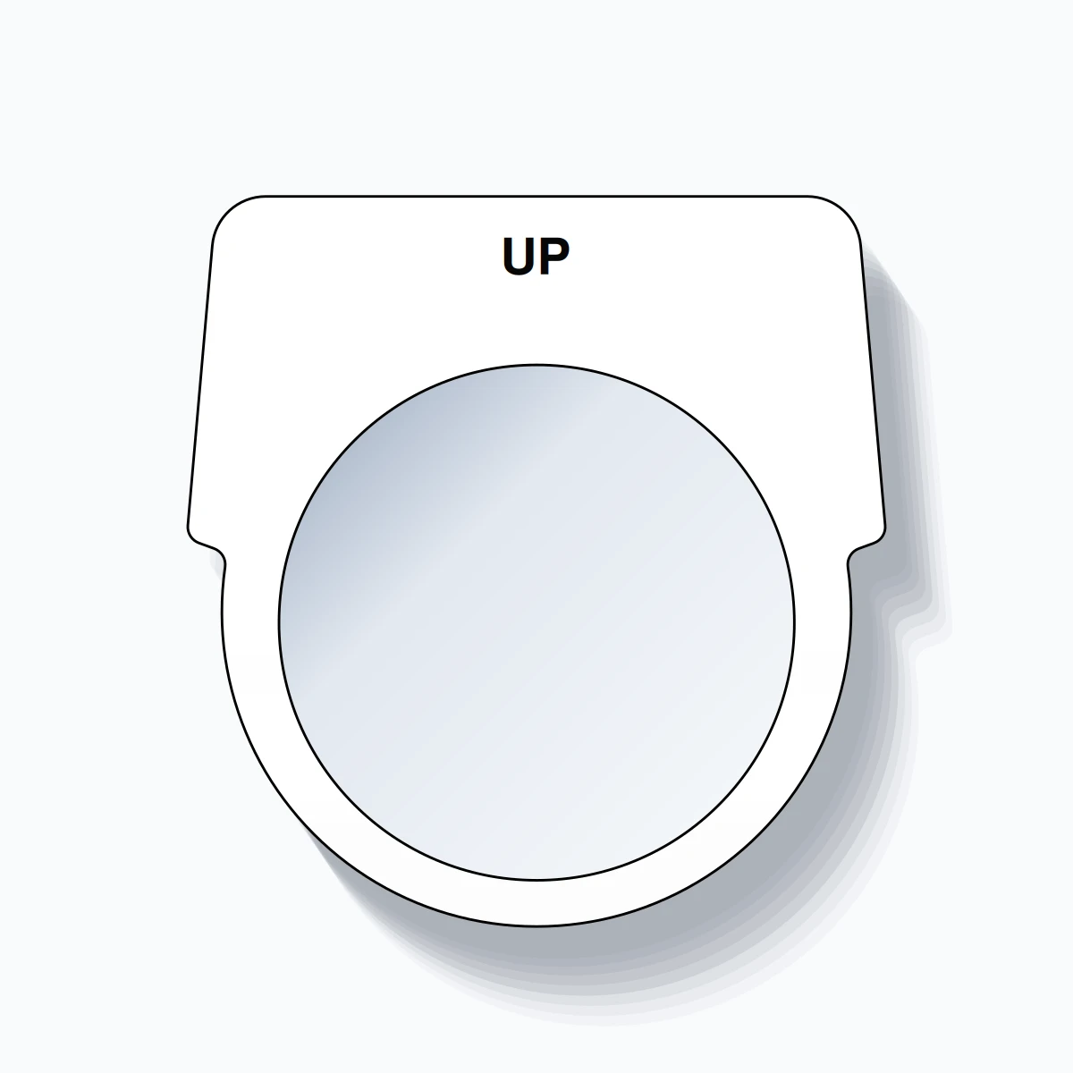 30mm Ring Tag – UP, Single-Line Harmony 9001K, Black on White