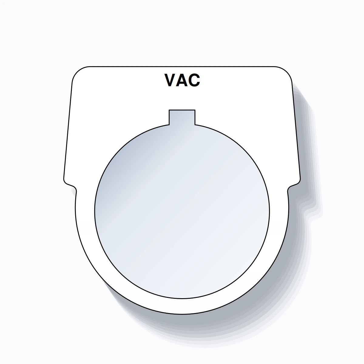 30mm Ring Tag – VAC, Single-Line Harmony 9001K, Allen-Bradley Compatible, Black on White