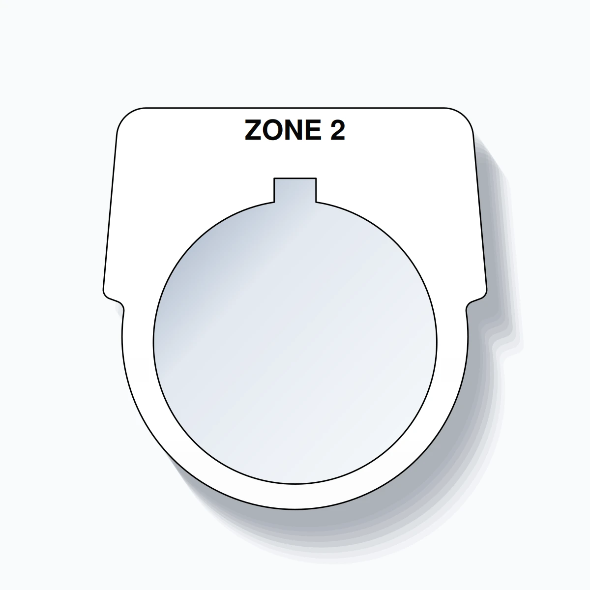 30mm Ring Tag – ZONE 2, Single-Line Harmony 9001K, Allen-Bradley Compatible, Black on White