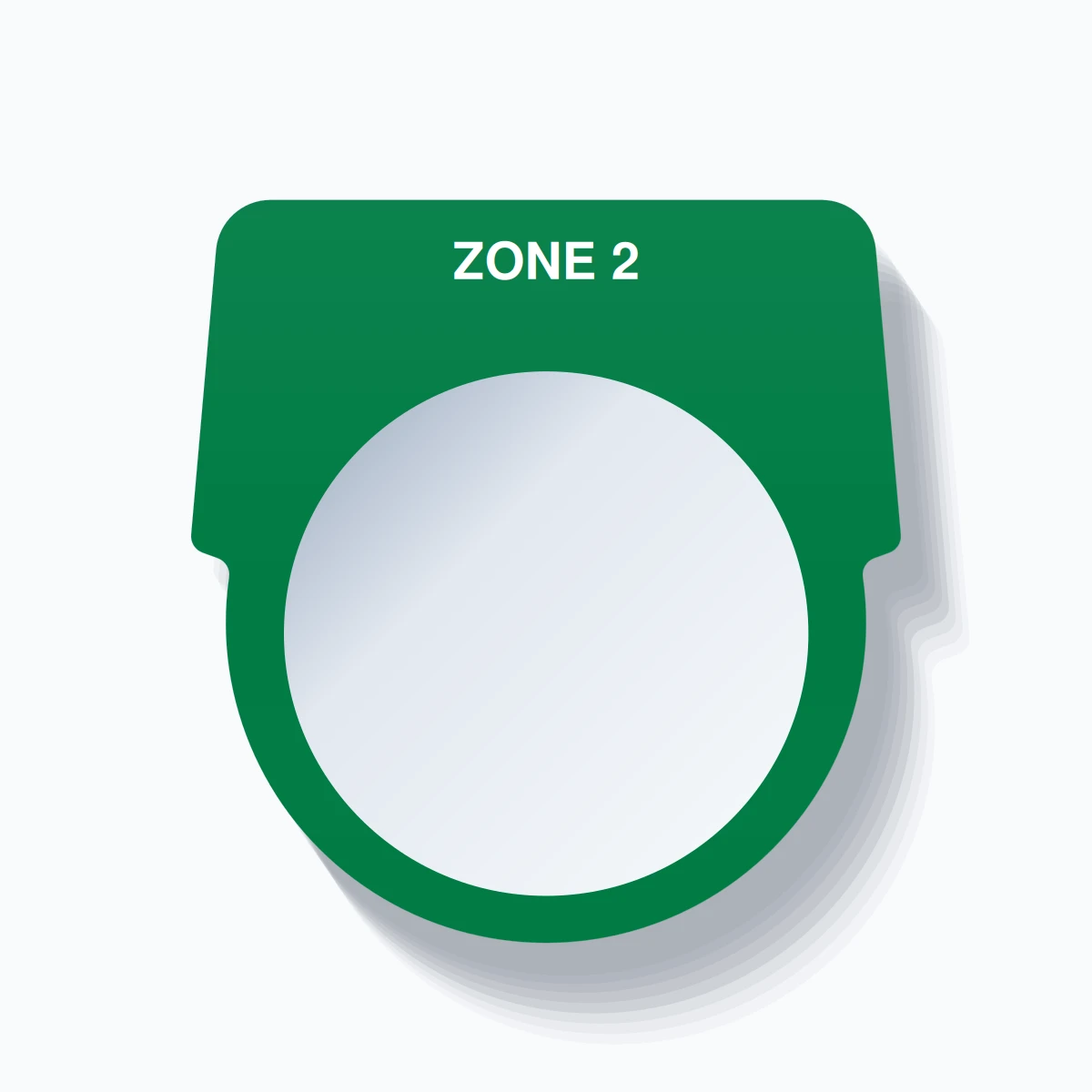 30mm Ring Tag – ZONE 2, Single-Line Harmony 9001K, White on Green