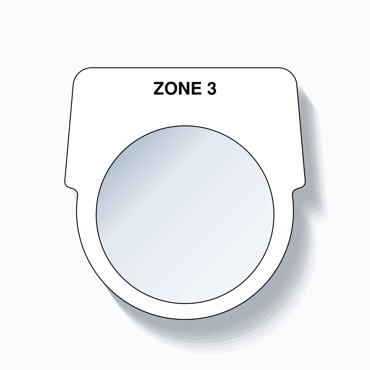 30mm Ring Tag – ZONE 3, Single-Line Harmony 9001K, Black on White