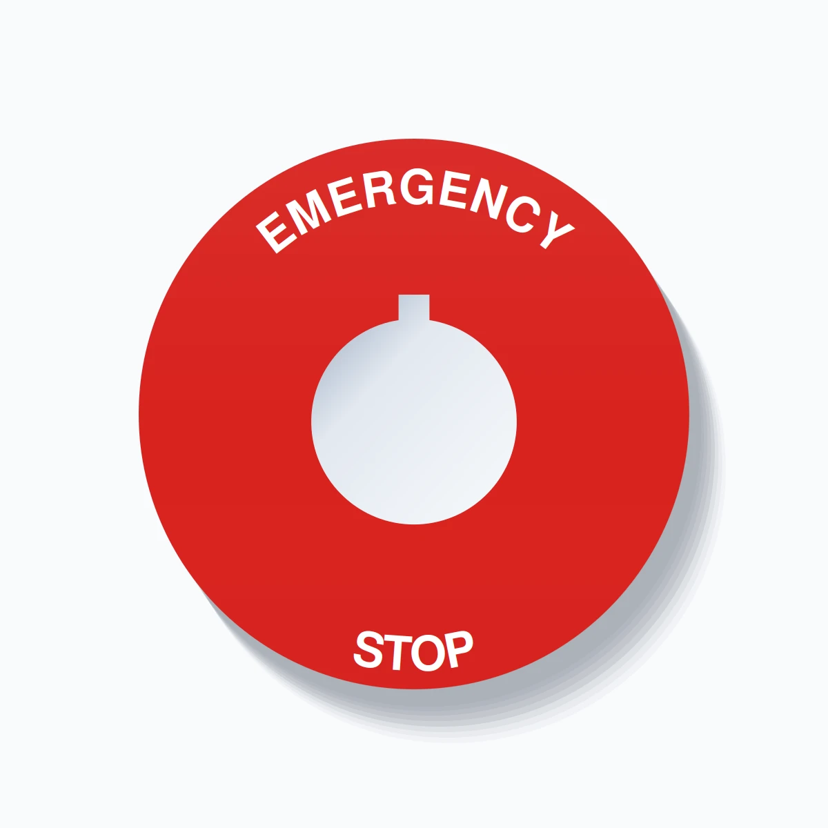 EMERGENCY STOP Arc Circle 60mm - 22mm Rockwell Red
