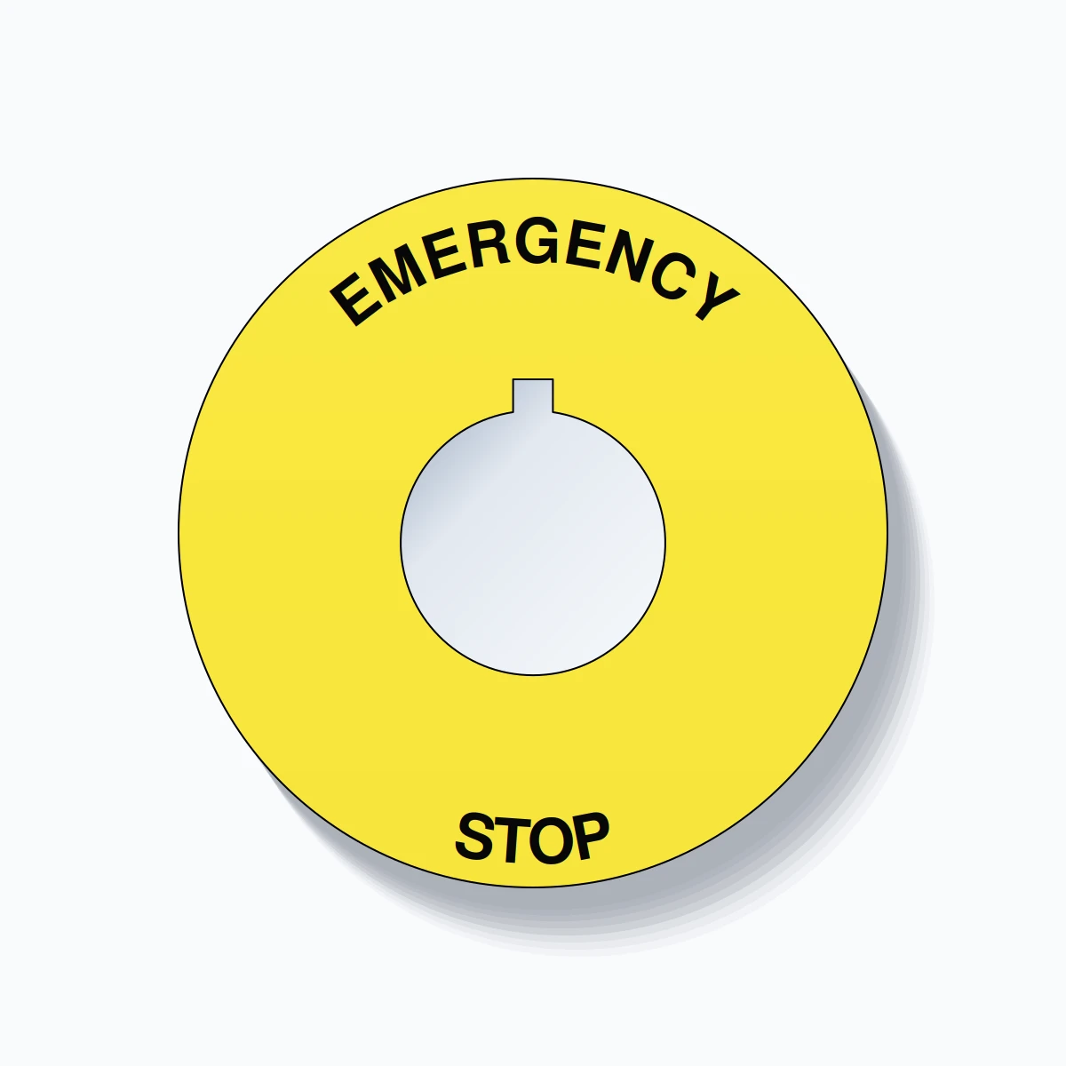 EMERGENCY STOP Arc Circle 60mm - 22mm Rockwell Yellow