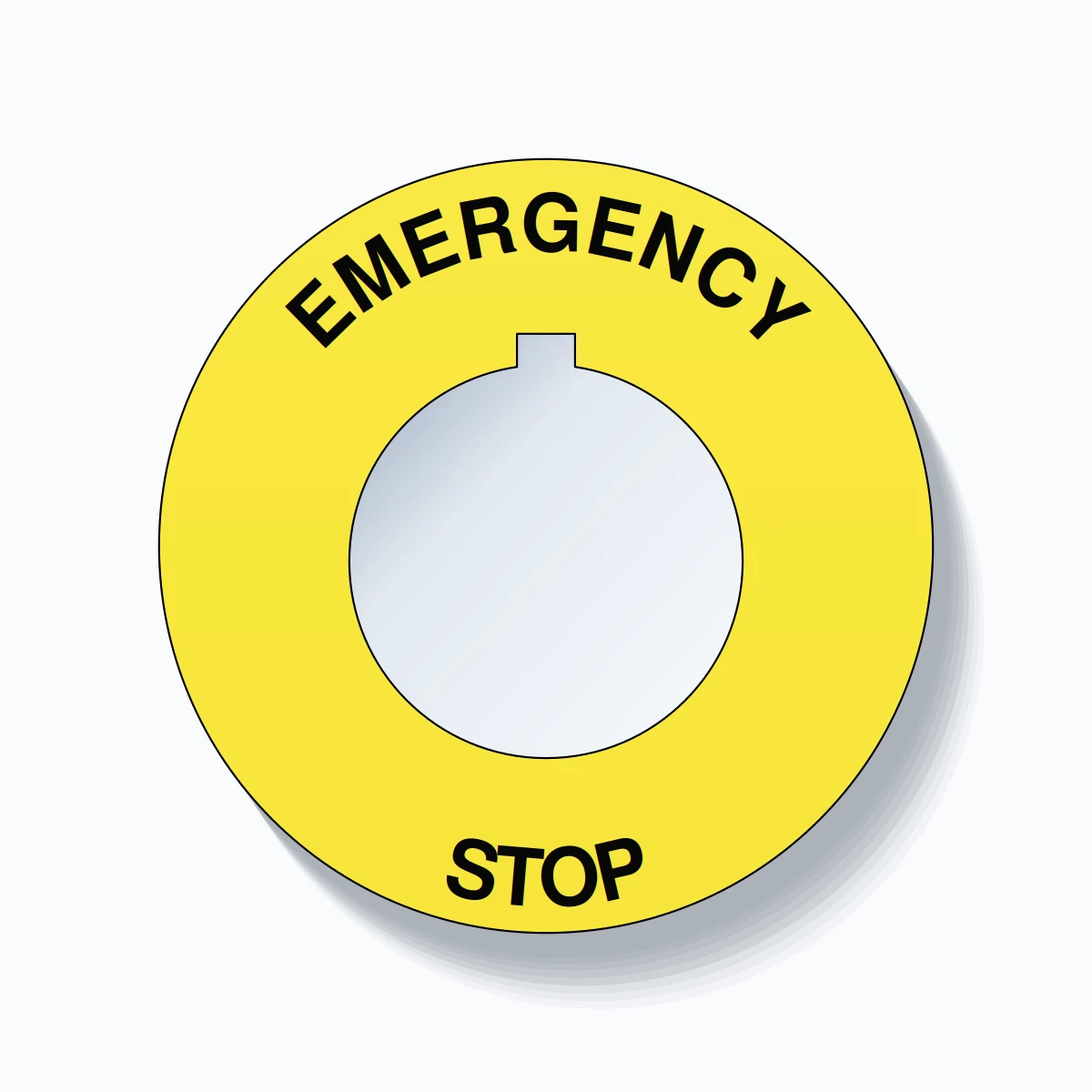 EMERGENCY STOP Arc Circle 60mm - 30mm Rockwell Yellow