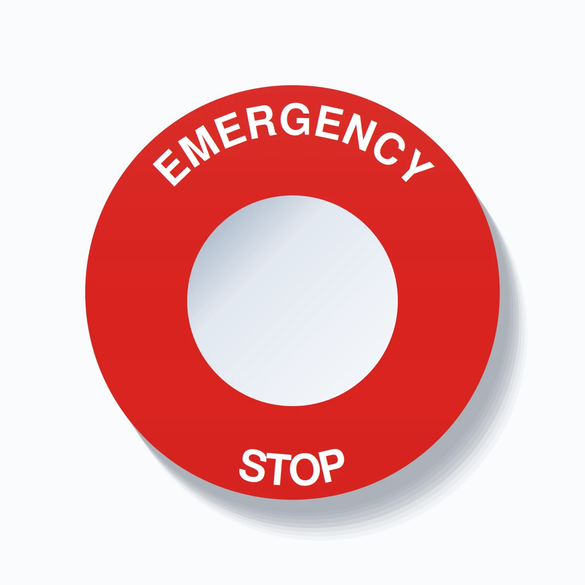 EMERGENCY STOP Arc Circle 60mm - 30mm Standard Red