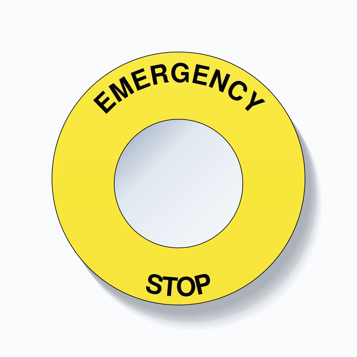 EMERGENCY STOP Arc Circle 60mm - 30mm Standard Yellow