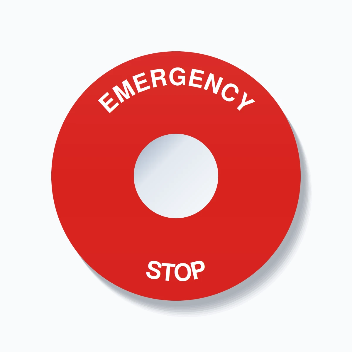EMERGENCY STOP Arc Circle 90mm - 30mm Standard Red