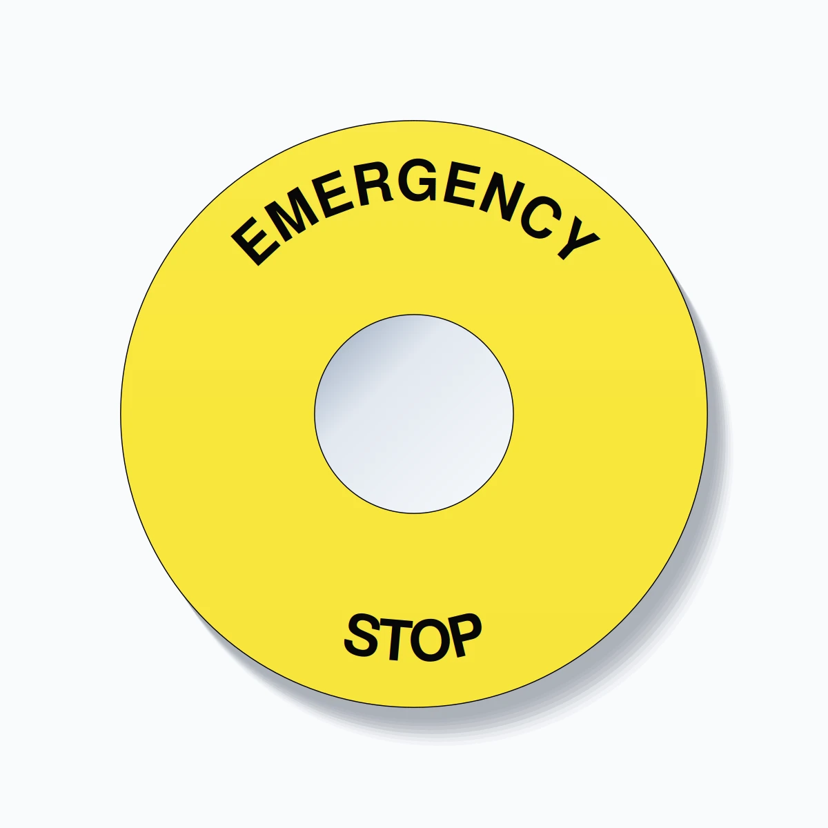 EMERGENCY STOP Arc Circle 90mm - 30mm Standard Yellow