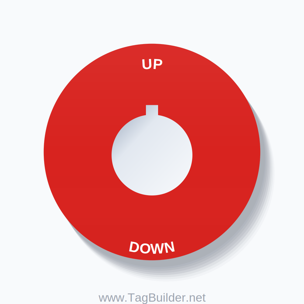UP / DOWN Push Button Legend Plate – 22mm Black on White (Allen-Bradley) - White On Red Bold