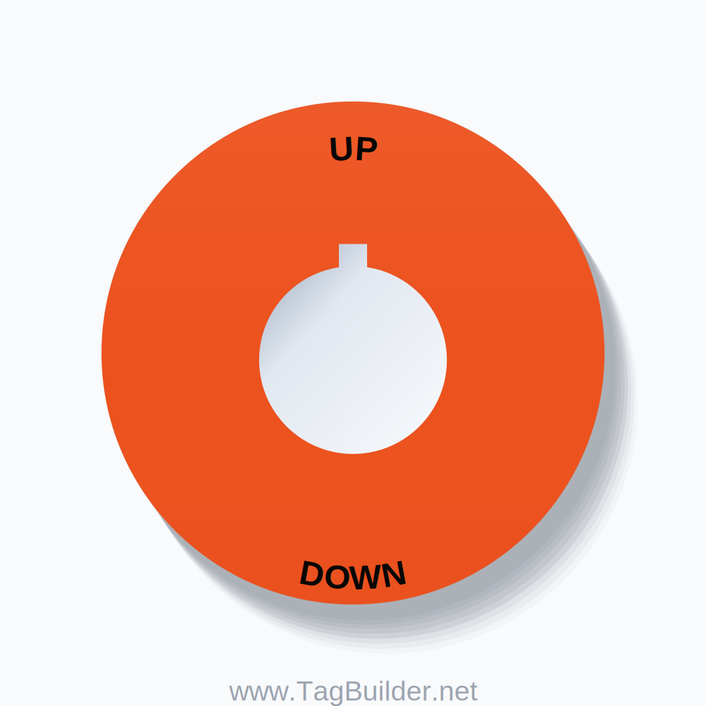 UP / DOWN Push Button Legend Plate – 22mm Black on White (Allen-Bradley) - White On Red Bold - Black On Orange Bold