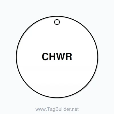 1.5 inch Circle Valve Tag – CHWR, Plastic, Black On White thumbnail