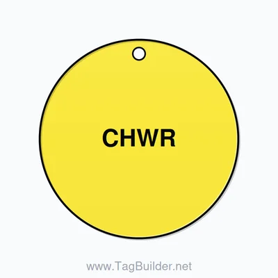 1.5 inch Circle Valve Tag – CHWR, Plastic, Black On Yellow thumbnail