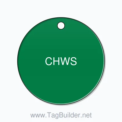 1.5 inch Circle Valve Tag – CHWS, Plastic, White on Green thumbnail