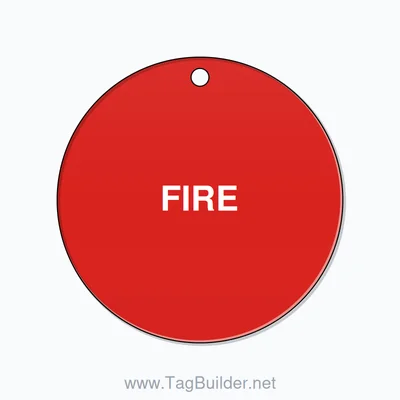 1.5 inch Circle Valve Tag – FIRE, Plastic, White On Red thumbnail