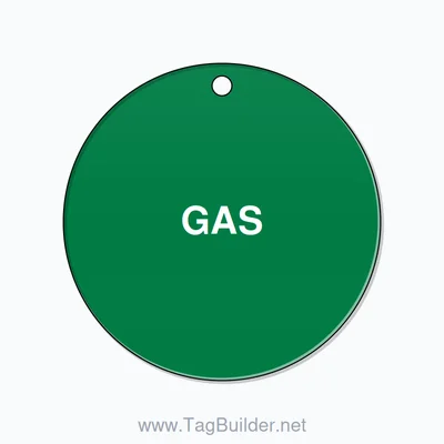 1.5 inch Circle Valve Tag – GAS, Plastic, White On Green thumbnail